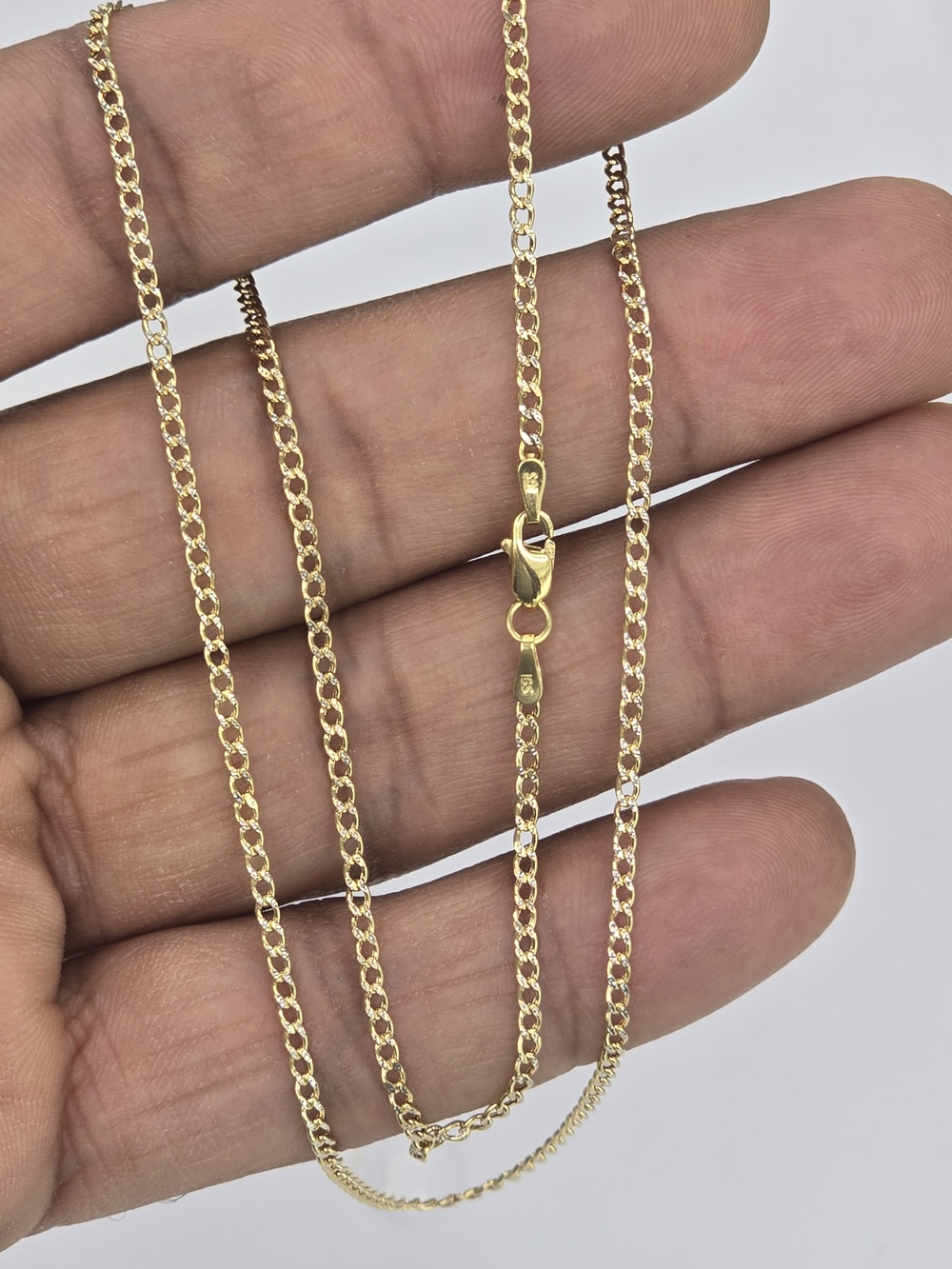 10k Real Gold Cuban Diamond Cut Chain 1.9mm 18 Inch